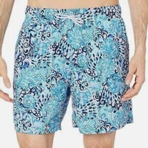 Lily Pulitzer Mens 6" Capri Swim Trunks Aqua Spritz Size L